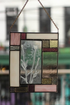 Stained Glass with Cornflower
